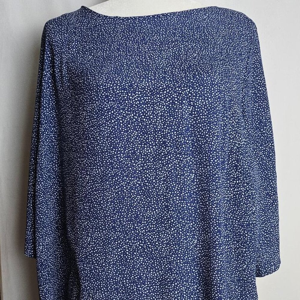 H&M Women's Blouse size 14 Blue Polka Dot 3/4 Sleeve Viscose